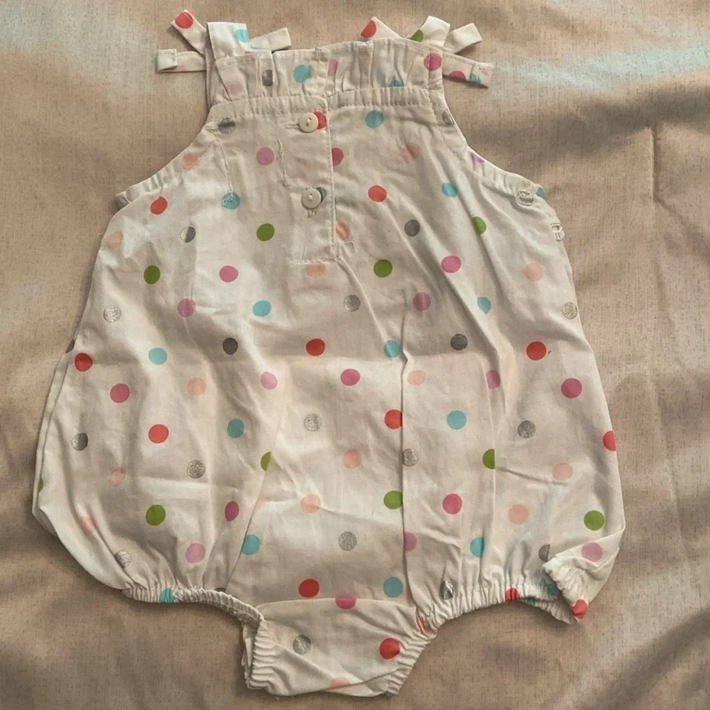 Nannette Romper Onesie Floral And Polka Dot 100%Cotton 2 Piece Bundle 3 Months